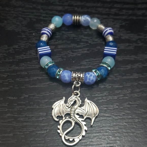 Jackie Mattey Bracelets Jewelry - 🐲 NWT Handmade Blue flying Dragon bracelet